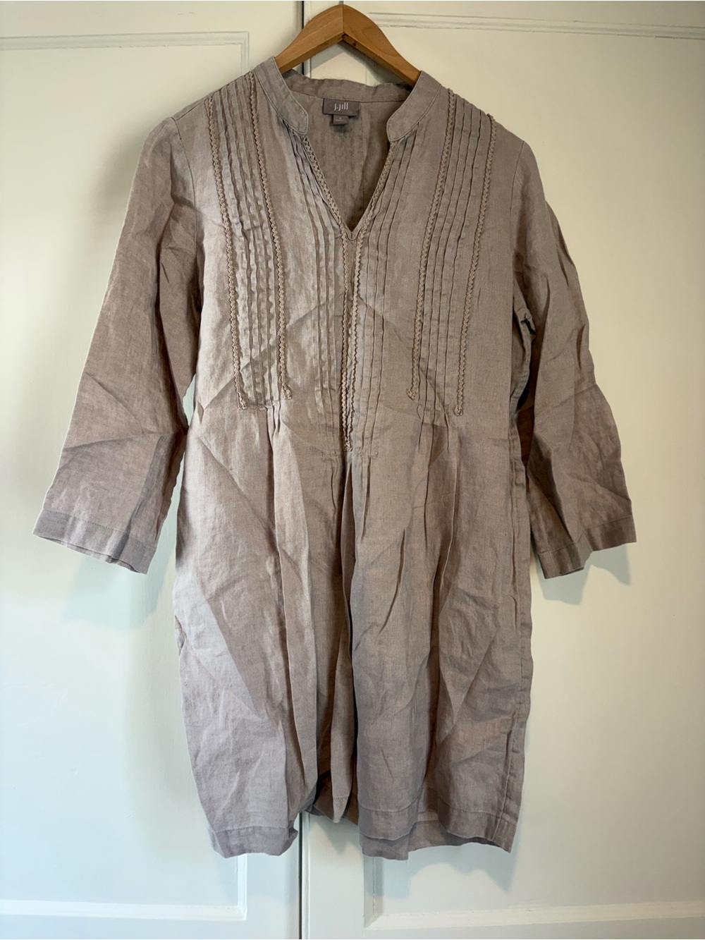 J. Jill 100% Linen Taupe Tunic Top